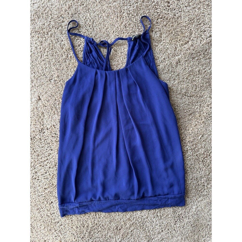 Express Blue Pleated Sleeveless Scoop Neck Tie Tank Top Women’s Medium